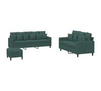 vidaXL Ensemble de canapés 3 pcs 3201732 avec coussins Velours Vert foncé