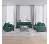 vidaXL Ensemble de canapés 3 pcs avec coussins Vert foncé Velours