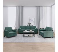 vidaXL Ensemble de canapés 3 pcs avec coussins vert foncé velours