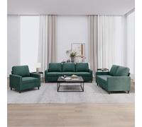 vidaXL Ensemble de canapés 3 pcs avec coussins Vert foncé Velours