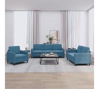 vidaXL Ensemble de canapés 3 pcs bleu velours