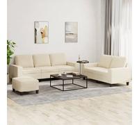 vidaXL Ensemble de canapés 3 pcs crème tissu