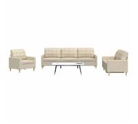 vidaXL Ensemble de canapés 3 pièces tissu crème 77 x 226 x 80 cm