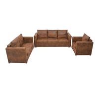 vidaXL Ensemble de Canapés 3 pcs - Cuir Daim Synthétique Marron