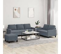 vidaXL Ensemble de canapés 3 pcs Gris Foncé Velours