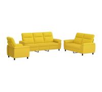 vidaXL Ensemble de Canapés 3 pcs Jaune Clair Tissu
