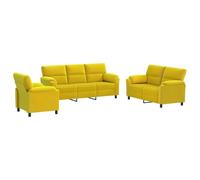 vidaXL Ensemble de Canapés 3 pcs Jaune Velours