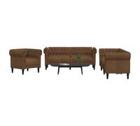 VidaXL Ensemble de canapés 3 pcs - Marron