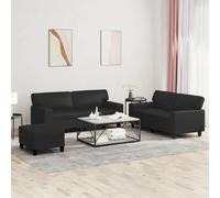 vidaXL Ensemble de canapés 3 pcs - Noir similicuir
