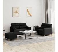 VidaXL Ensemble de canapés 3 pcs Noir Tissu