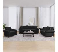 vidaXL Ensemble de canapés 3 pcs - Noir velours