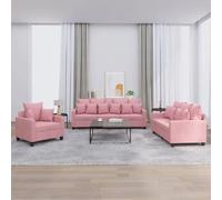 vidaXL Ensemble de canapés 3 pcs - Rose Velours