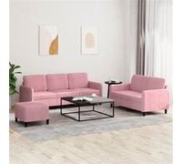 vidaXL Ensemble de canapés 3 pcs rose velours3202027 Rose G