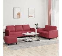 vidaXL Ensemble de canapés 3 pcs - Rouge bordeaux