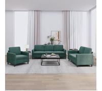 vidaXL Ensemble canapés 3 pcs - Vert foncé