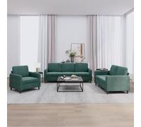 vidaXL Ensemble de canapés 3 pcs vert foncé velours