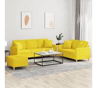 vidaXL Ensemble de Canapés 3 Pièces - Jaune Clair Tissu