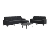 vidaXL Ensemble de canapés 3pcs et coussins et traversins noir velours, canapé, siège de canapé, canapé relax, canapé 3278506