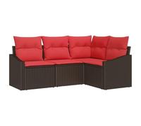 vidaXL Ensemble de Canapés 4 pc Marron polyrotin | Disposition flexible pour chaque espace, texture élégante et unique, il suffit de l'essuyer avec un chiffon humide
