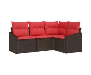 vidaXL Ensemble de Canapés 4 pc Marron polyrotin | Disposition flexible pour chaque espace, texture élégante et unique, il suffit de l'essuyer avec un chiffon humide