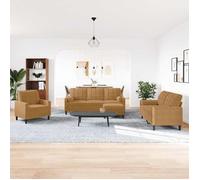 vidaXL Ensemble de canapés 4 pcs 3278388 avec coussins et traversins en velours Marron G
