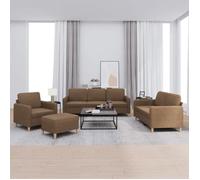vidaXL Ensemble de canapés 4 pcs avec coussins Marron Tissu 3202065