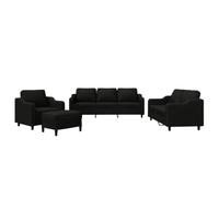 vidaXL Ensemble de canapés 4 pcs avec Coussins Noir Tissu