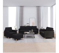 vidaXL Ensemble de canapés 4 pièces en tissu avec coussins Noir