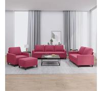 VidaXL Ensemble de canapés 4 pcs avec coussins - Rouge bordeaux Velours