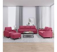 vidaXL Ensemble de canapés 4 pcs avec coussins Rouge bordeaux Velours3201490 Rouge G
