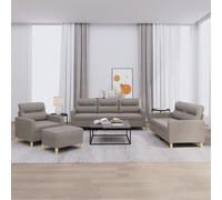 vidaXL Ensemble de canapés 4 pcs avec coussins Taupe Tissu