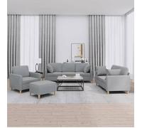 vidaXL Ensemble de canapés 4 pcs 3202078 tissu gris clair avec coussins