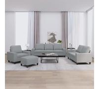vidaXL Ensemble de canapés 4 pcs - Gris Clair Tissu