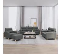 vidaXL Ensemble de canapés 4 pcs - Gris Foncé