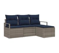 vidaXL Ensemble de Canapés 4 pcs Gris polyrotin, Salon de Jardin et terrasse, canapé Moderne en Poly rotin, Espace Lounge Flexible et Confortable