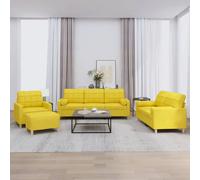 vidaXL Ensemble de canapés 4 pcs - Jaune clair