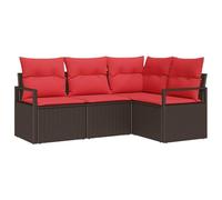 vidaXL Ensemble de Canapés 4 pcs Marron polyrotin, Ensemble de canapé d'extérieur, Design modulable, matériaux résistants, Lounge Moderne pour Le Printemps