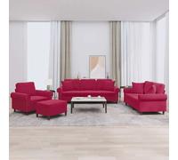 vidaXL Ensemble de canapés 4 pcs - Rouge bordeaux velours