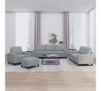 vidaXL Ensemble de Canapés 4 pcs, Sièges avec Coussins, Canapés avec Accoudoirs et Dossier, Meubles avec Repose-pied Salon, 3201874 Gris G