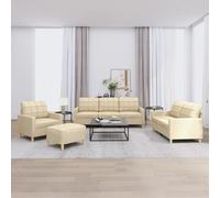 vidaXL 4-delige Loungeset met kussens stof crÃmekleurig3201252 Crème G