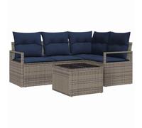 vidaXL Ensemble de Canapés 5 pcs Gris polyrotin, Ensemble de canapé d'extérieur, Design modulable, matériaux résistants, Lounge Moderne pour Le Printemps