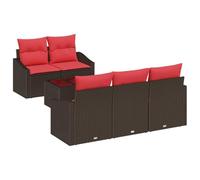 vidaXL Ensemble de Canapés 6 pc 3-Nombre de Places Marron et Rouge