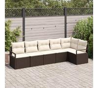 vidaXL Set de canapé 6 pcs Braun Poly-Rattan