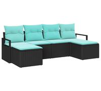 vidaXL Ensemble de canapés 6 pcs noir poly rotin