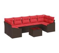 vidaXL Ensemble de Canapés 8 pc 7-Nombre de Places Marron et Rouge