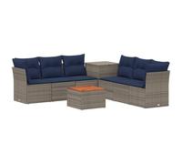 vidaXL Ensemble de Canapés 8 pc Gris et Bleu Marine