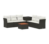 vidaXL Ensemble de Canapés 8 pc Noir et Blanc crème