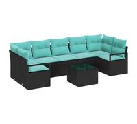 Ensemble de canapés vidaXL, 8 pièces, noir et turquoise, en polyrotin