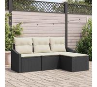 vidaXL Ensemble de Canapés avec coussin 4 pcs Noir et Crème polyrotin