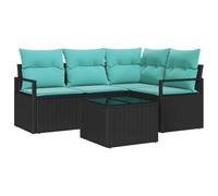 vidaXL Ensemble de Canapés avec Coussin 5 pcs Noir polyrotin, Ensemble de canapé d'extérieur, Design modulable, matériaux résistants, Lounge Moderne pour Le Printemps